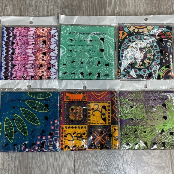 Accessories - NWT Set of 6 Assorted Patterned Multi Functional Headwear Polyester Microfiber
